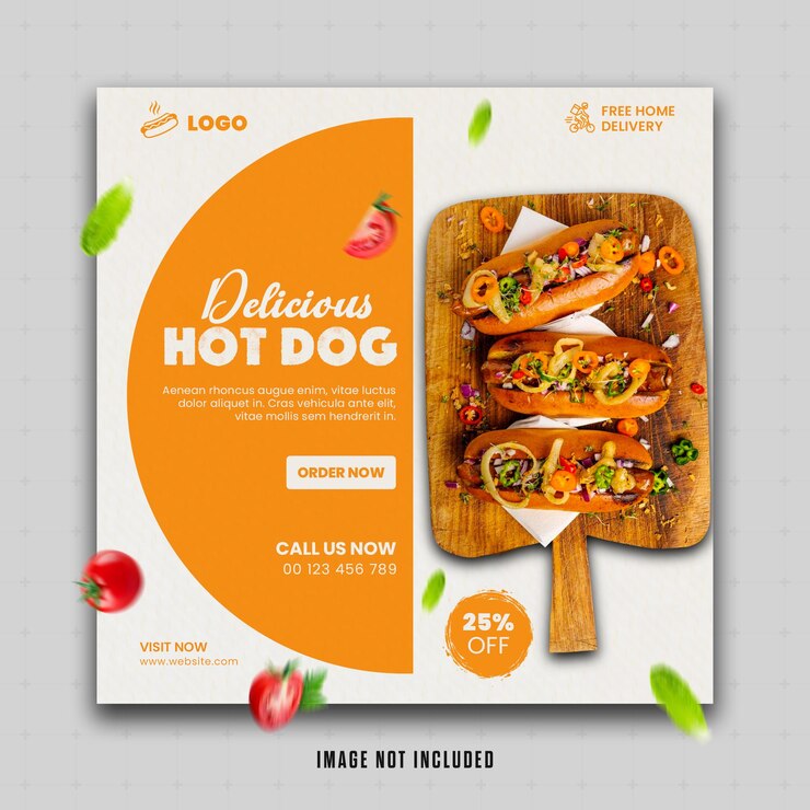 PSD дизайн шаблона для постов в социальных сетях hot dog
