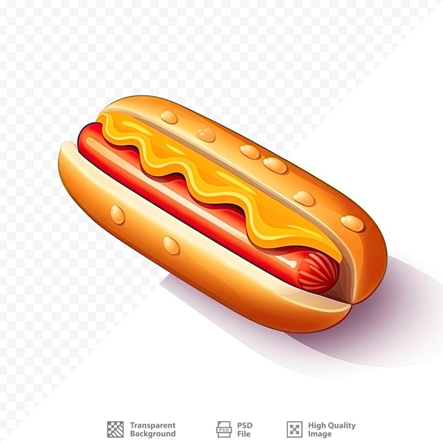 PSD a hot dog with mustard and ketchup on a transparent background.