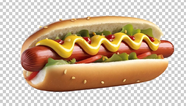 PSD hot dog with mustard and ketchup on a transparent background