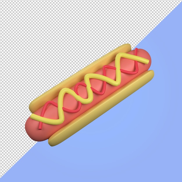 Hot Dog Z Musztardą I Sosem 3d Ilustracyjna Ikona Jedzenia