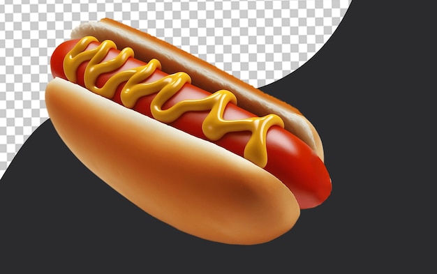Hot dog z musztardą na przezroczystym tle