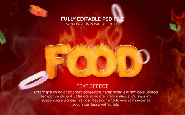 PSD hot food editable text effect with smart object