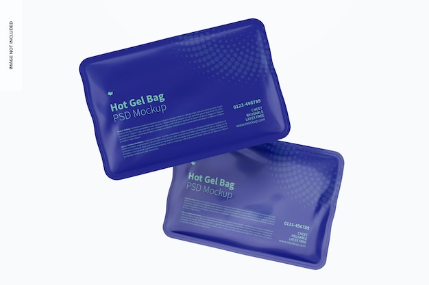 PSD hot gel bag mockup, falling