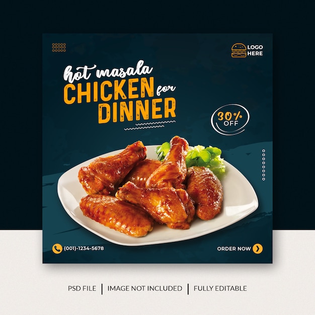 Hot masala chicken promotion social media instagram post banner template