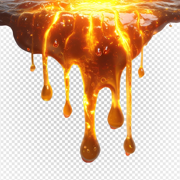 Hot molten lava melt isolated on white background png liquid magma generative ai