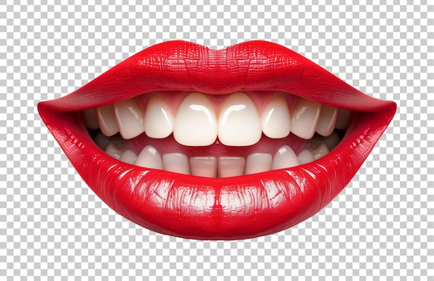 PSD hot mouth red lips isolated on transparent background