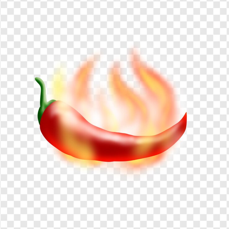 PSD ホットペッパーが白い背景で燃えている