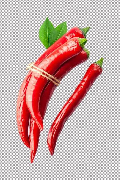 PSD hot pepper on white backgrounds chilli pepper with leaves closeup healthy food ingredient