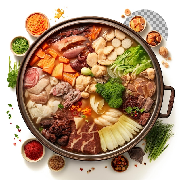 Hot pot chinese cooking method on transparent background