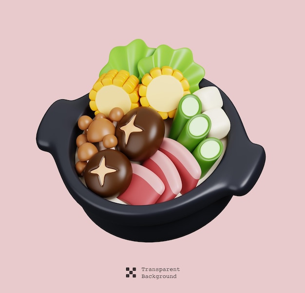 PSD hot pot sukiyaki japanese food minimal icon 3d rendering