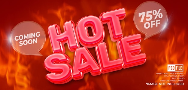 Hot sale banner with custom text editable 3D style font effect