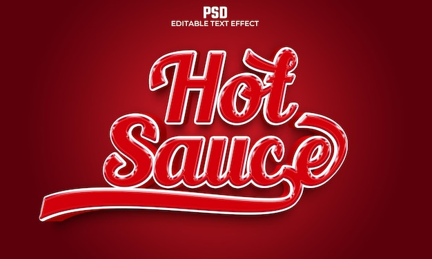 Hot Sauce 3d bewerkbaar teksteffect Premium Psd met achtergrond