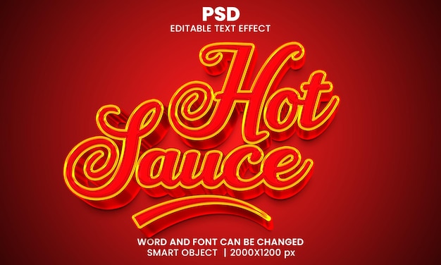 Hot sauce 3d editable text effect Premium Psd with background
