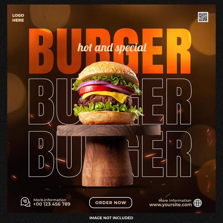 PSD hot and spicy burger social media template