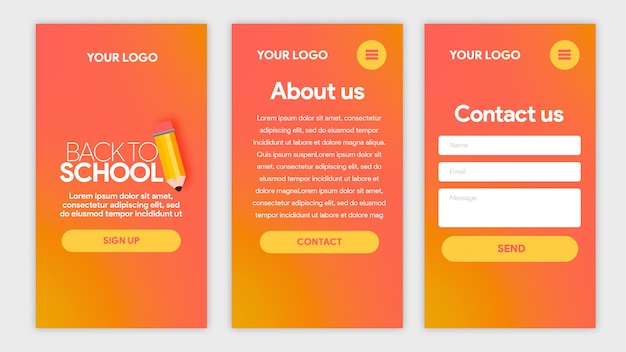 PSD hot template app back to school met potlood