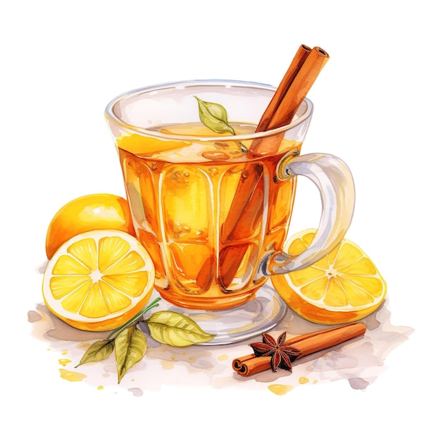 PSD hot toddy beverages illustration watercolor style ai generated