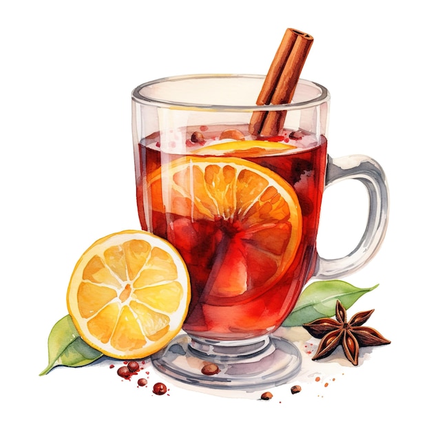 Иллюстрация Hot Toddy Beverages Акварель Стиль ИИ сгенерирован