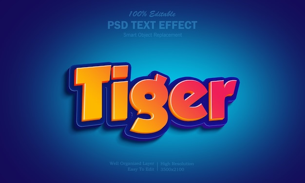 Hot yellow and red gradient tiger text effect