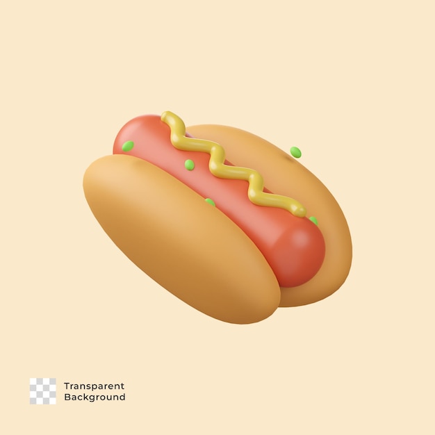 Disegno dell'icona di rendering 3d hot dog
