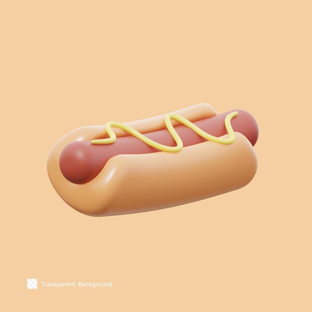 Hotdog Ikona Ilustracja Renderowania 3d