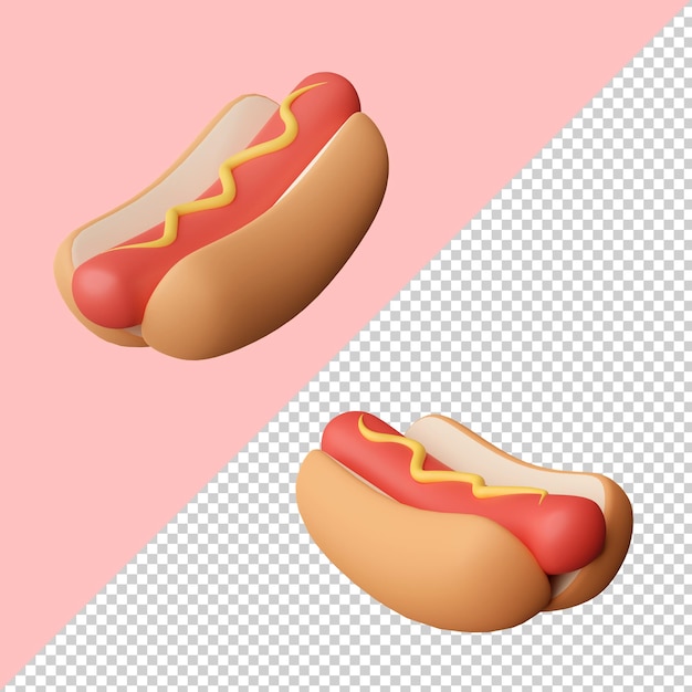 Rendering 3d isolato hot dog