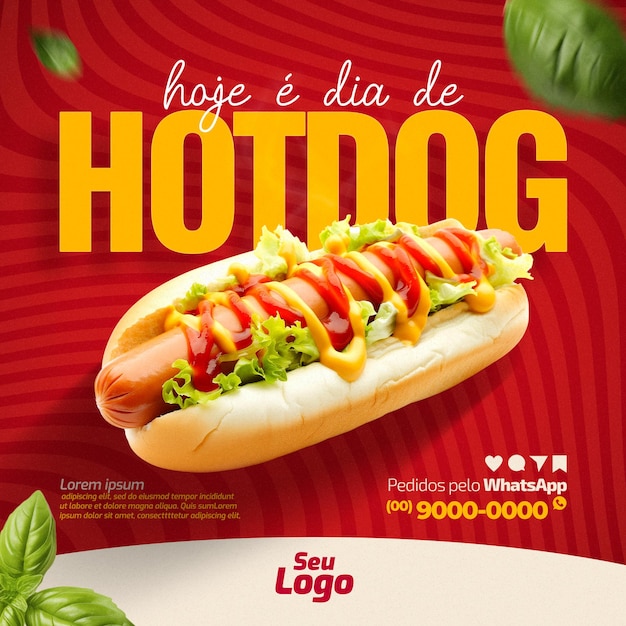 PSD hotdog promotie banner voor sociale media