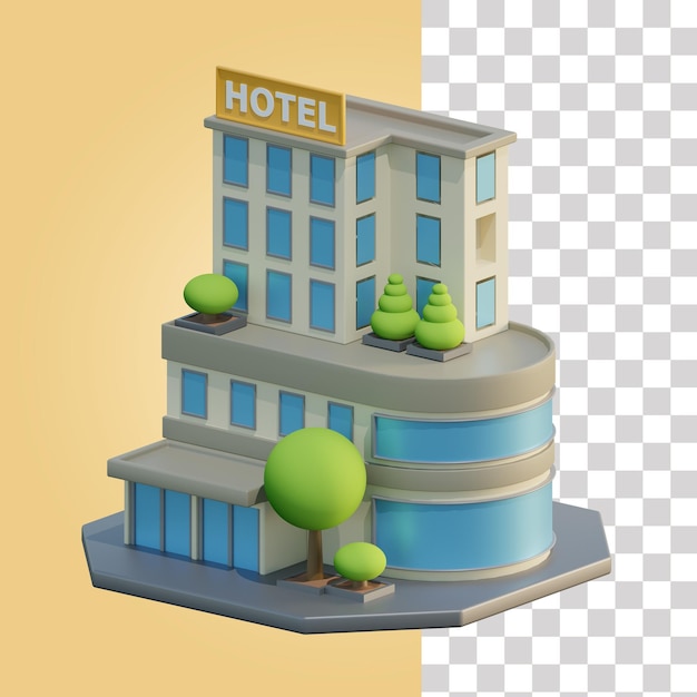 PSD illustrazione 3d dell'hotel