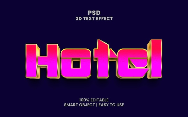 Hotel 3d style text effect psd