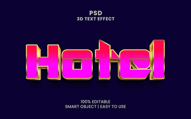 Hotel 3D Style Text Effect PSD