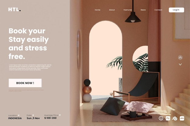 PSD hotel booking company landing page