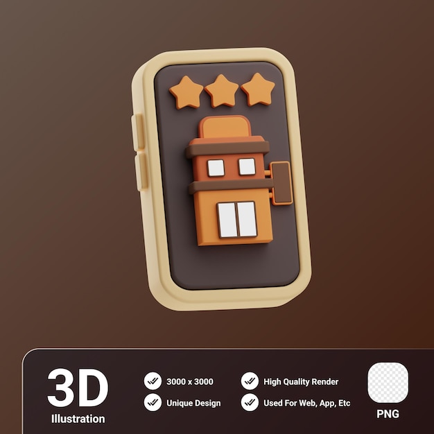 Hotel booking object rate 3d illustration