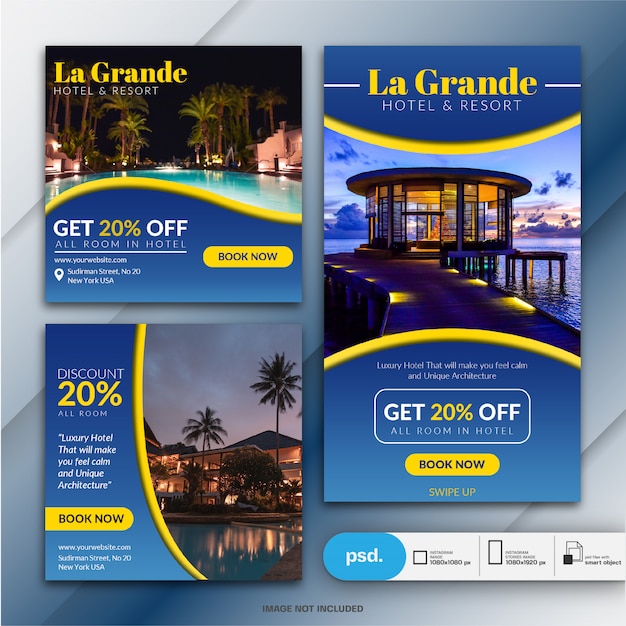 Hotel business marketing social media banner template