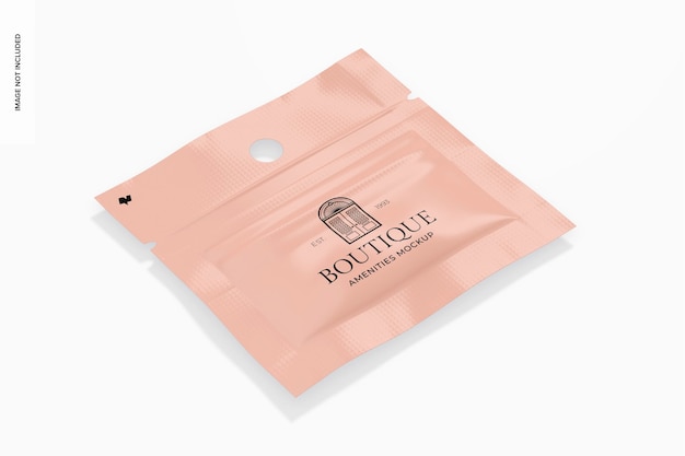 Hotel cream sachet mockup perspectief