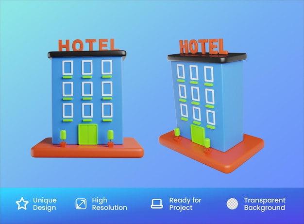 PSD hotel icon 3d illustration isolated