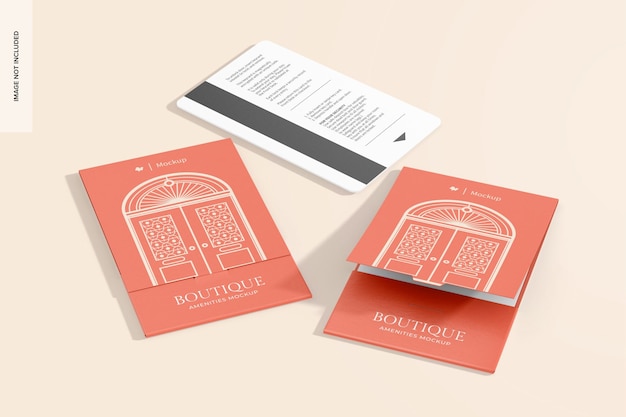 Mockup di titolari di carte chiave dell'hotel aperto e chiuso