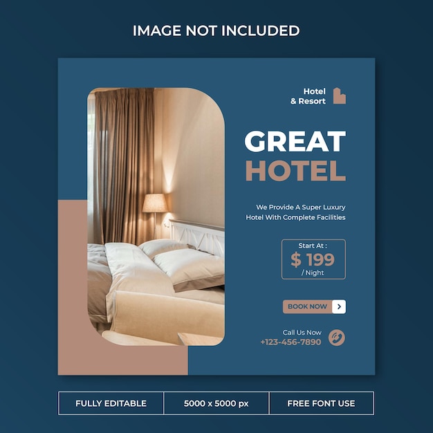 Hotel resort instagram post social media template