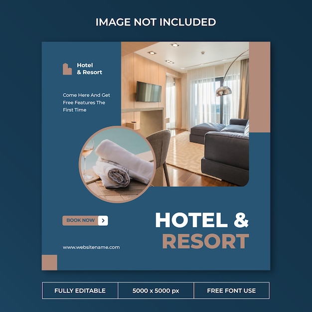 Hotel resort instagram post sociale media sjabloon