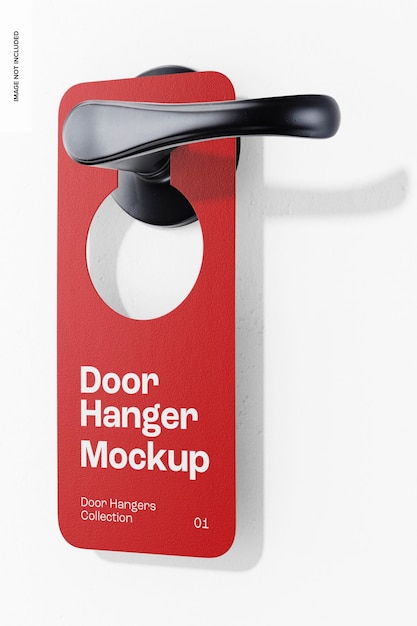 PSD hotel room door hanger mockup left view