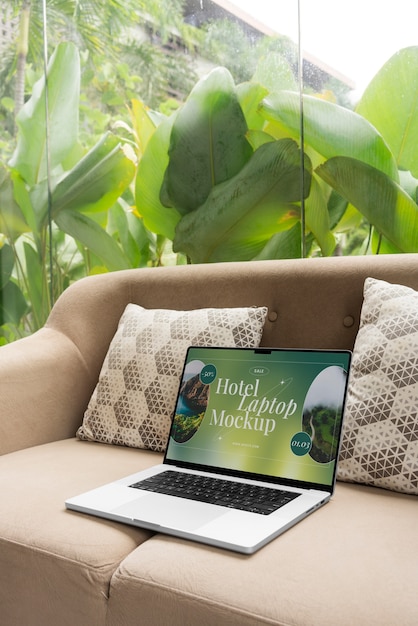 hotel room laptop mock-up