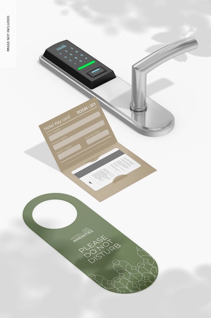 PSD hotel room stationery mockup left view