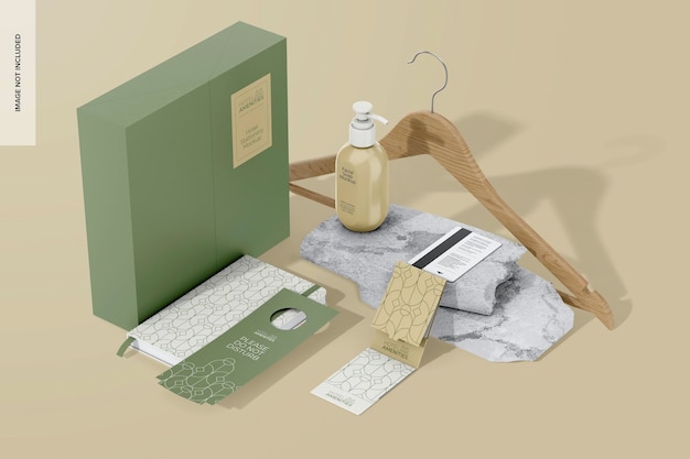 PSD hotel stationery mockup on podium