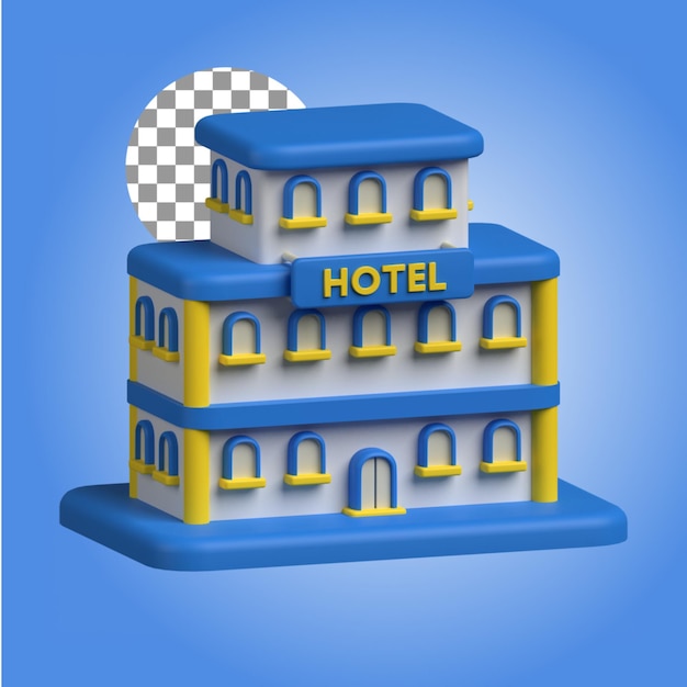 hotel w 3d ilustracji motywu podróży i wakacji