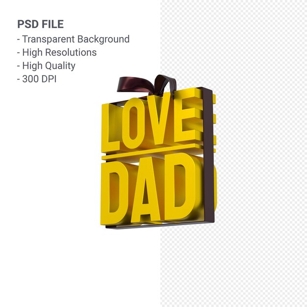 Hou van papa met lint en boog 3D-rendering geïsoleerd