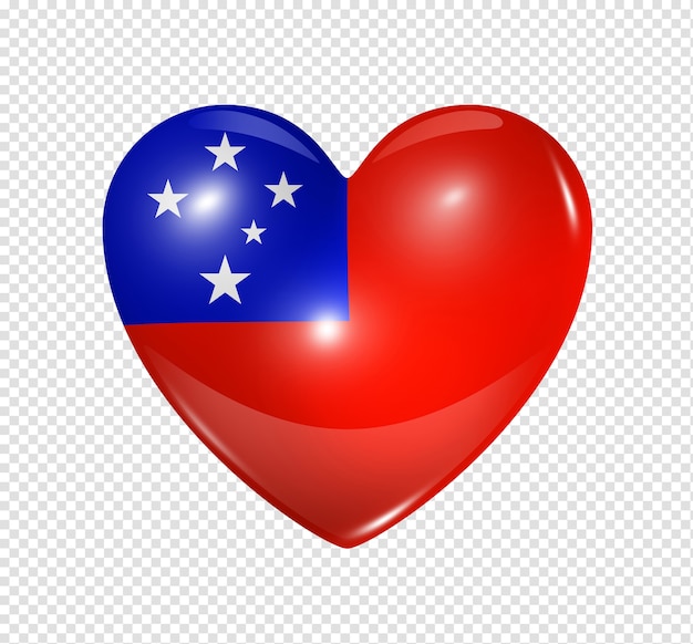Hou van samoa symbool 3d hart vlagpictogram geïsoleerd op wit met uitknippad