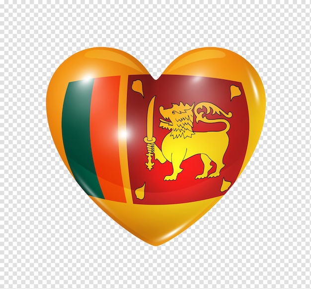 Hou van sri lanka symbool 3d hart vlagpictogram geïsoleerd op wit met uitknippad