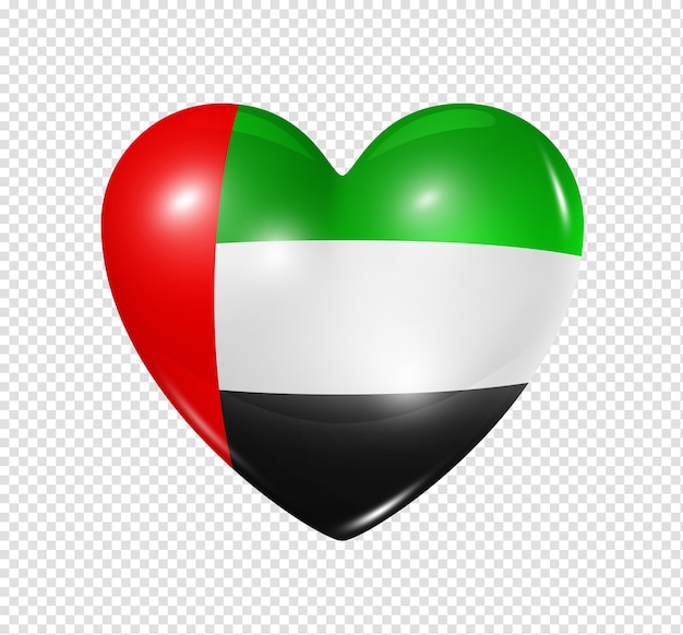 Hou van Verenigde Arabische Emiraten symbool 3D hart vlagpictogram geïsoleerd op wit met uitknippad