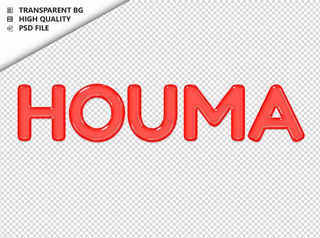 PSD houma typography red text glosy glass psd transparent