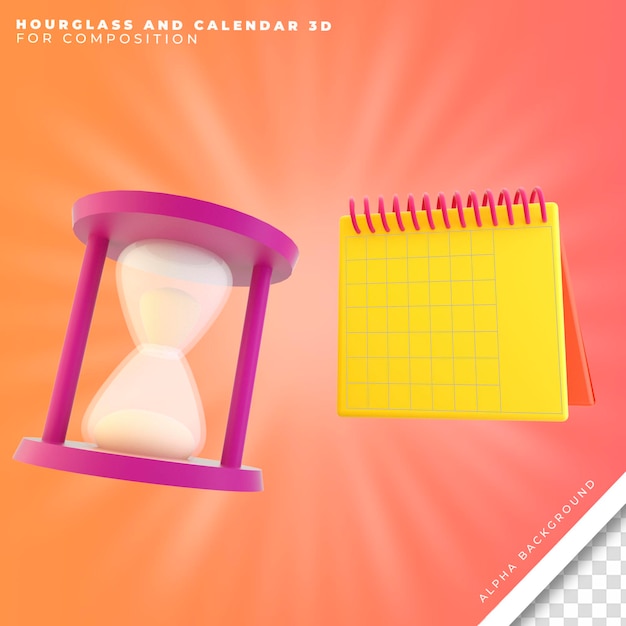 Clessidra e calendario 3d