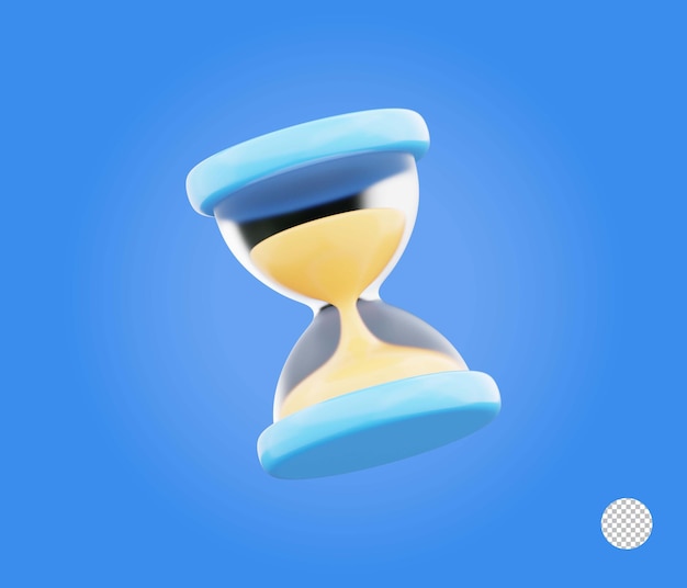 Hourglass dynamic countdown timer with sand 3d render icon illustration Concept of measuring time
