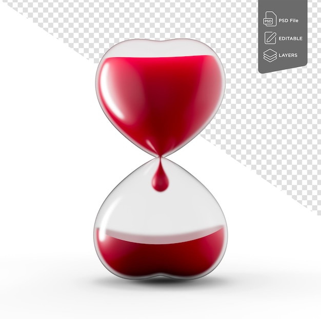 PSD hourglass heart donor day blood transfusion on white background 3d illustration